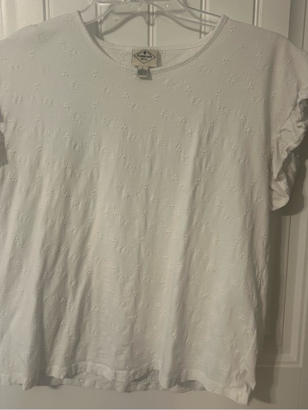 St. John's Bay White Embroidered Cotton Tee